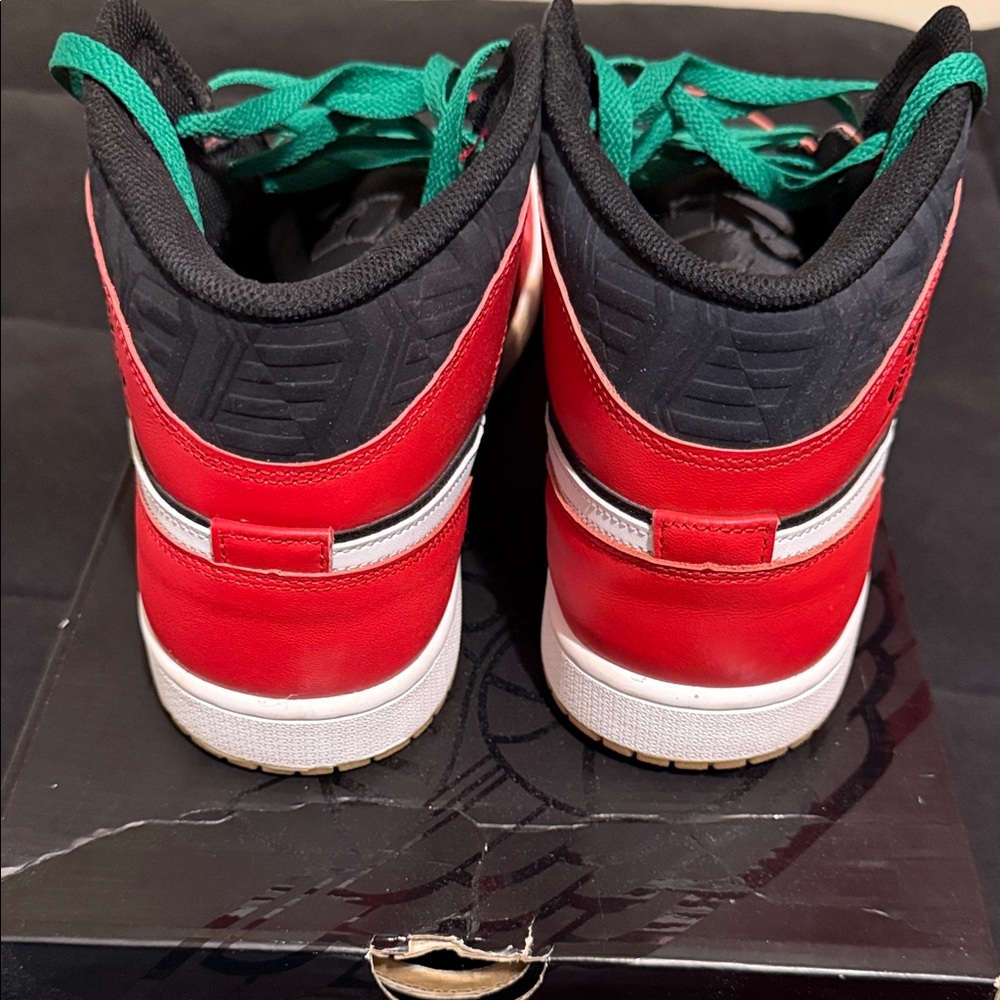 Jordan Black and Red Sneakers with Malachite Accents - Picture 4 of 9